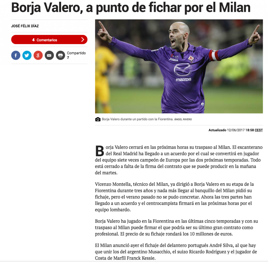 Borja Valero marca