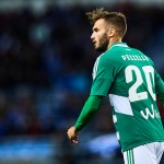 MALAGA, SPAIN - FEBRUARY 28: German Pezzella of Real Betis Balompie looks on during La Liga match between Malaga CF and UD Las Palmas at La Rosaleda Stadium February 28, 2017 in Malaga, Spain. (Photo by Aitor Alcalde Colomer/Getty Images)