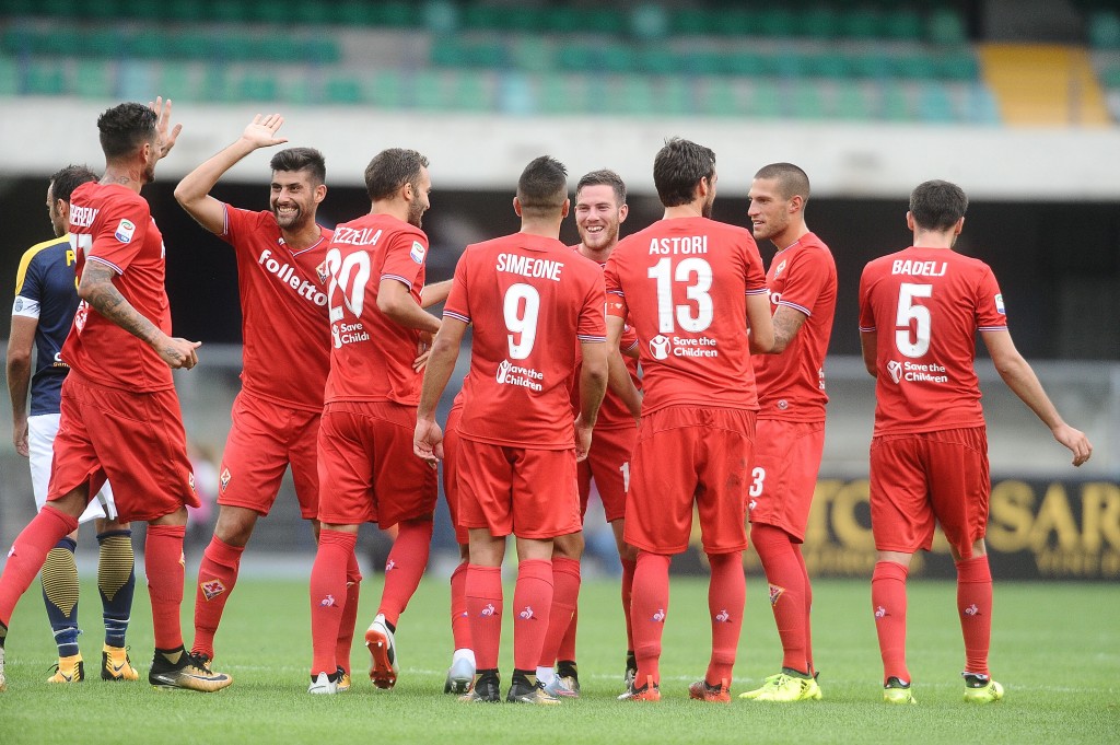Fiorentina festeggia contro il Verona