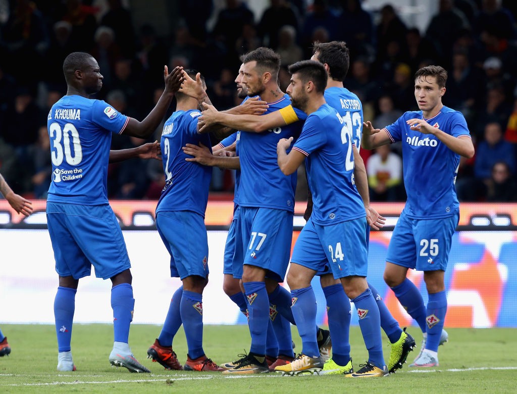 La Fiorentina festeggia a Benevento