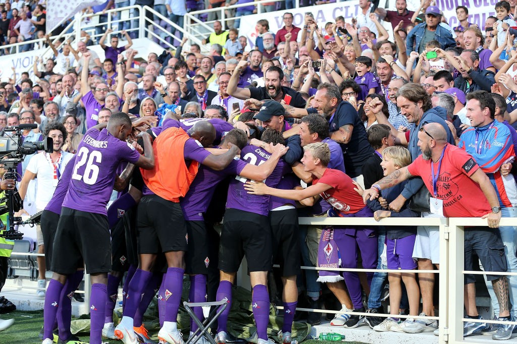 Squadra Fiorentina Udinese esultanza gruppo