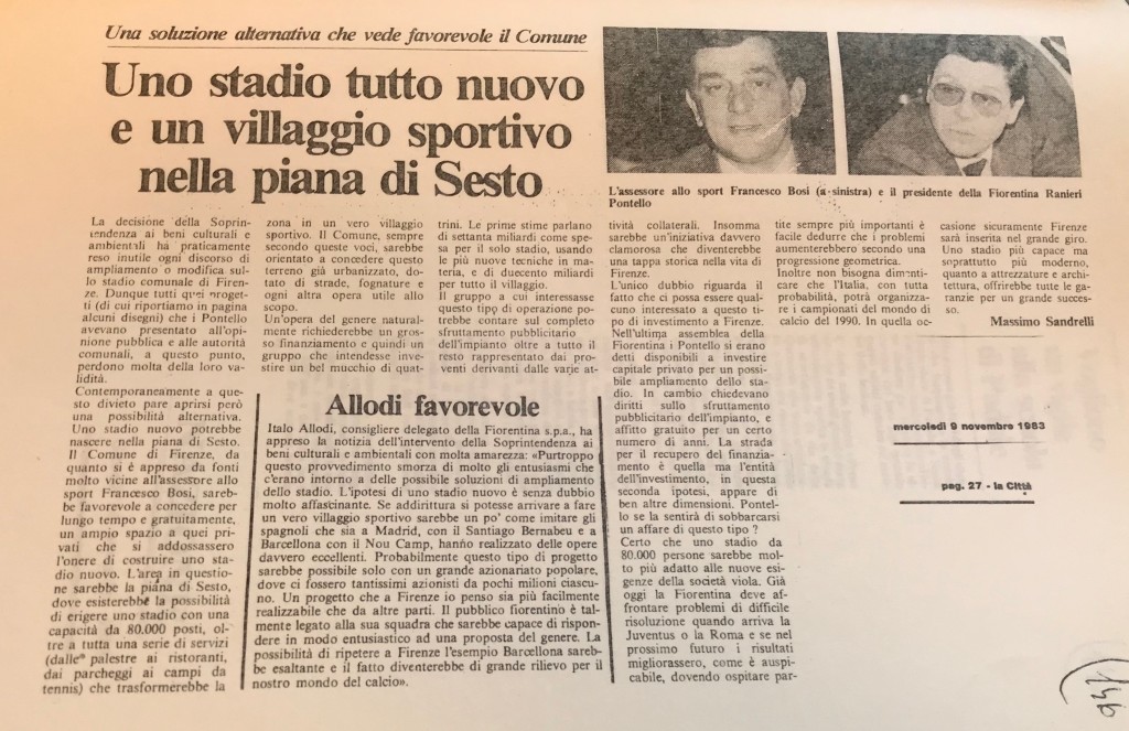Nuovo stadio, articolo del 1983
