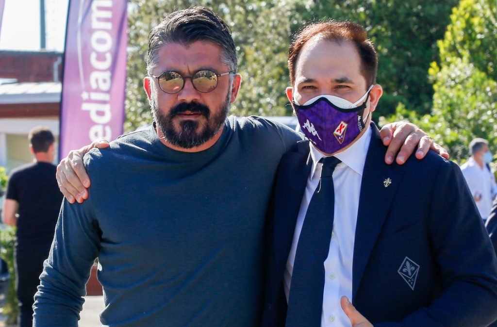 FIRENZE CENTRO SPORTIVO DAVIDE ASTORI STRISCIONE PER L'ARRIVO DEL NUOVO ALLENATORE DELLA FIORENTINA GENNARO RINO GATTUSO