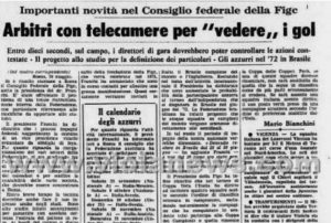 29 maggio 1971 Proposta per telecamere in campo