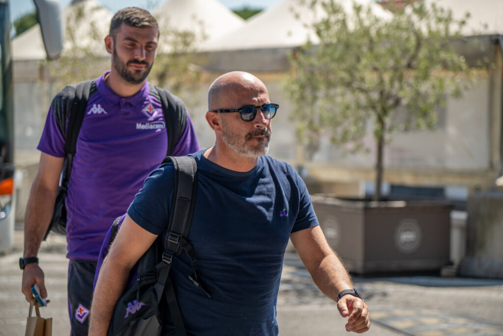 FIRENZE LA FIORENTINA E' PARTITA DALL'AEROPORTO DI PERETOLA PER VIENNA PER LA PARTITA DI ANDATA DEI PLAY OFF DI CONFERENZE LEAGUE