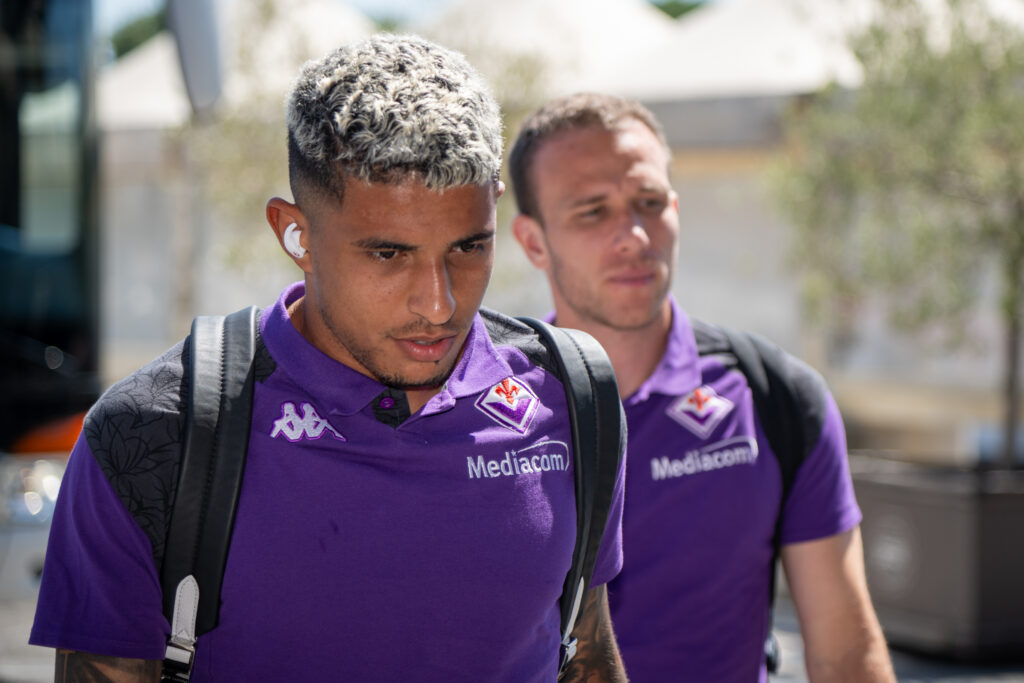 FIRENZE LA FIORENTINA E' PARTITA DALL'AEROPORTO DI PERETOLA PER VIENNA PER LA PARTITA DI ANDATA DEI PLAY OFF DI CONFERENZE LEAGUE