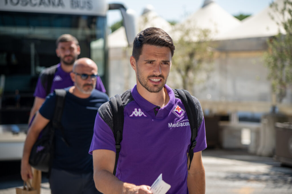 FIRENZE LA FIORENTINA E' PARTITA DALL'AEROPORTO DI PERETOLA PER VIENNA PER LA PARTITA DI ANDATA DEI PLAY OFF DI CONFERENZE LEAGUE