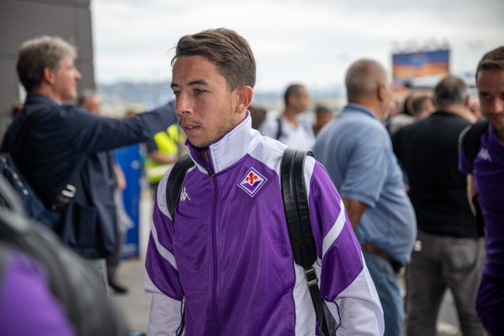 Maxime Lopez LA FIORENTINA E' PARTITA DALL'AEROPORTO DI PERETOLA DIREZIONE GENK IN VISTA DELLA PRIMA PARTITA DELLA FASE A GIRONI DELLA CONFERENCE LEAGUE