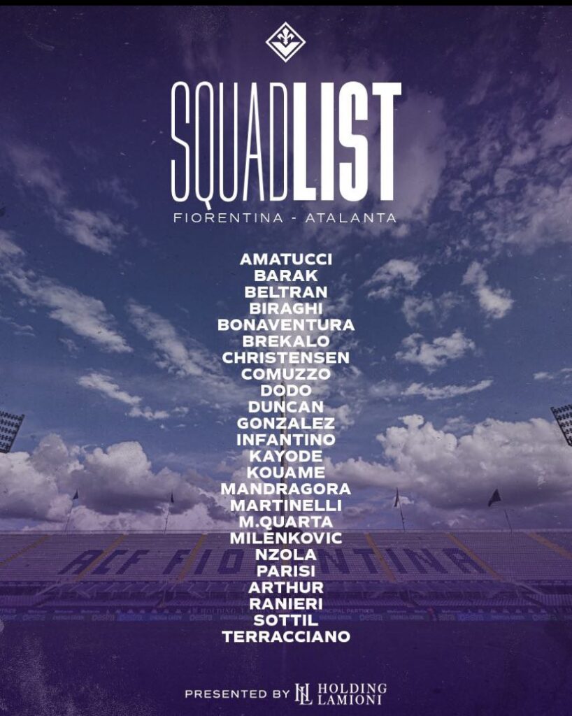 Convocati Fiorentina Atalanta