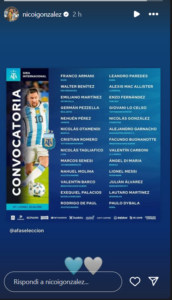 Nico Gonzalez convocati Argentina