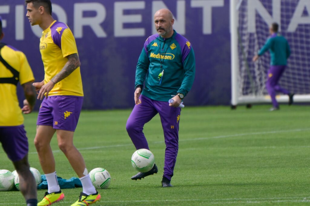BAGNO A RIPOLI AL VIOLA PARK SI E' SVOLTO L'ALLENAMENTO A PORTE APERTE PER LA STAMPA  DELLA FIORENTINA IN VISTA DELLA FINALE DI CONFERENCE LEAGUE CHE SI GIOCHERA' AD ATENE IL 29 MAGGIO
