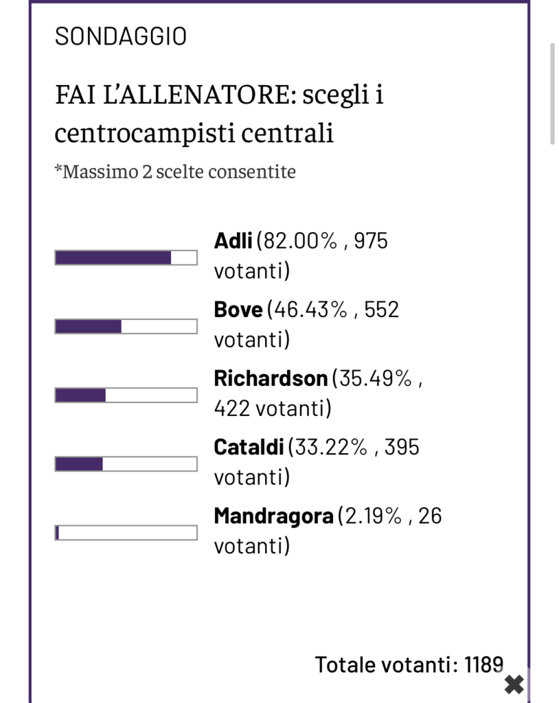 FAI L’ALLENATORE scegli i centrocampisti centrali - Viola News-1