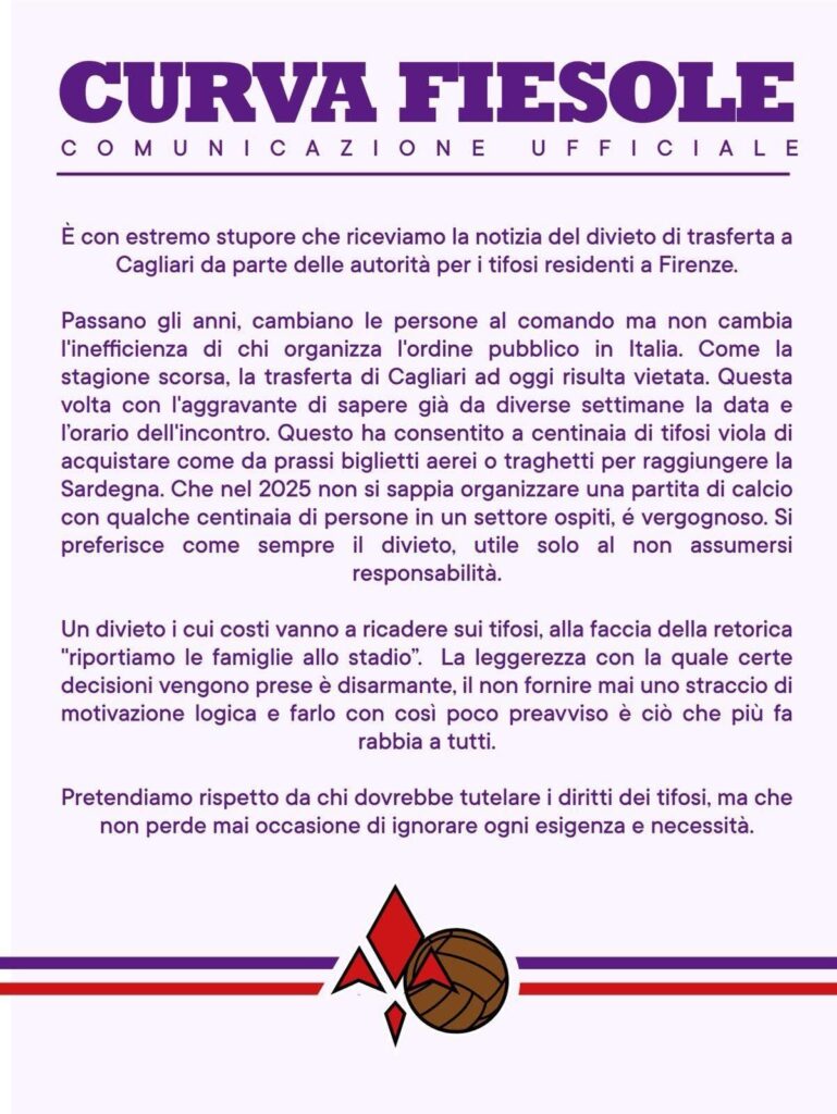 comunicato curva