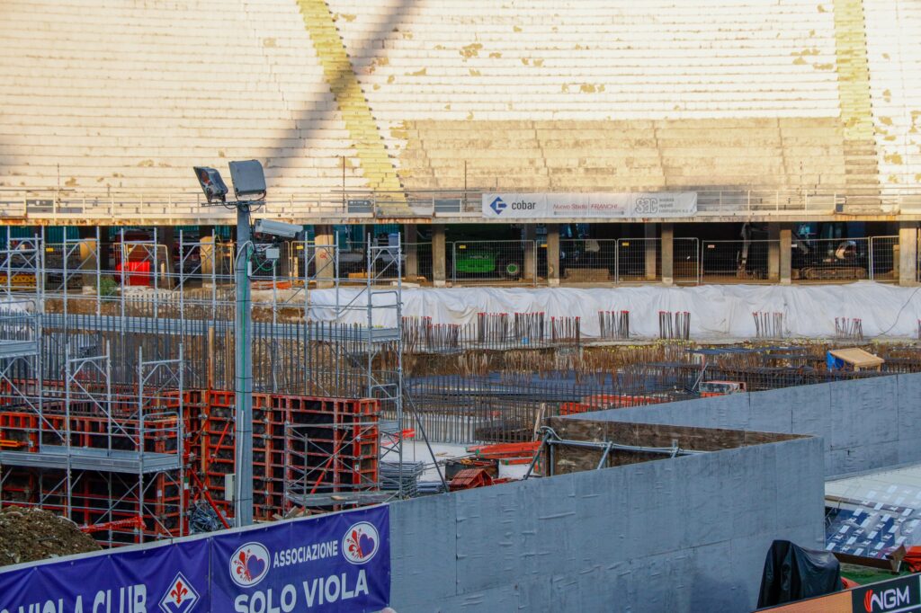 FIRENZE STADIO ARTEMIO FRANCHI LAVORI CANTIERE CURVA FIESOLE