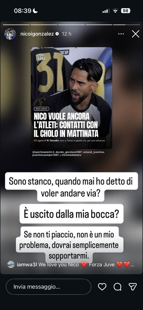 nico gonzalez storia Juve